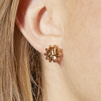 Bows And Lights Gold Plated Christmas Earring Set, 2 of 7