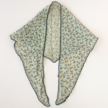 Dainty Black And Beige Flower Print Triangle Scarf, 2 of 4