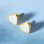 Mother Of Pearl Gold Plated Heart Earring Studs, thumbnail 1 of 6