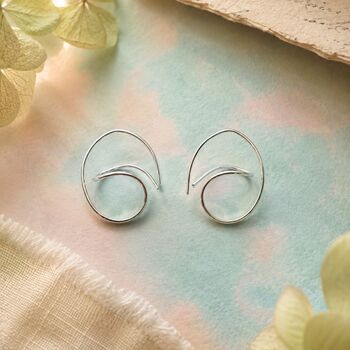 Irregular Swirl Silver Drop Earrings, 2 of 8