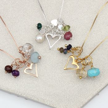 Personalised Childs Heart Necklace With Birthstones, 6 of 12
