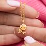 Gold Plated Rose Flower Necklace, thumbnail 1 of 6