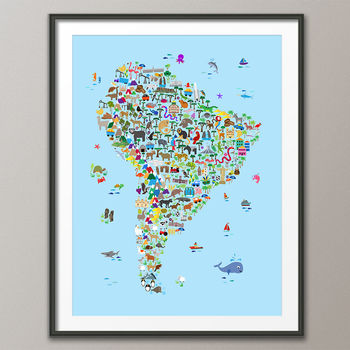 Animal Map South America Childrens Print, 4 of 5