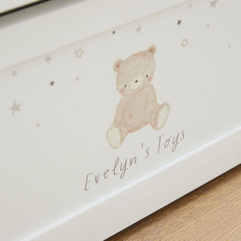 Personalised Biscuit Bear White Toy Box, 3 of 4