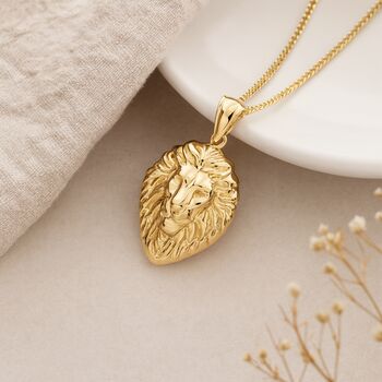 Personalised 9ct Yellow Gold Lion Head Pendant, 3 of 7