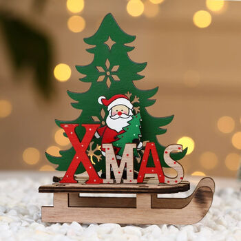 Diy Wooden Christmas Sled Ornament Decoration, 4 of 5