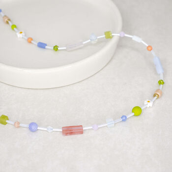 Blossom Sterling Silver Beaded Gemstone Necklace, 2 of 4