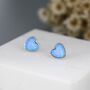 Blue Opal Heart Stud Earrings In Sterling Silver, thumbnail 3 of 7