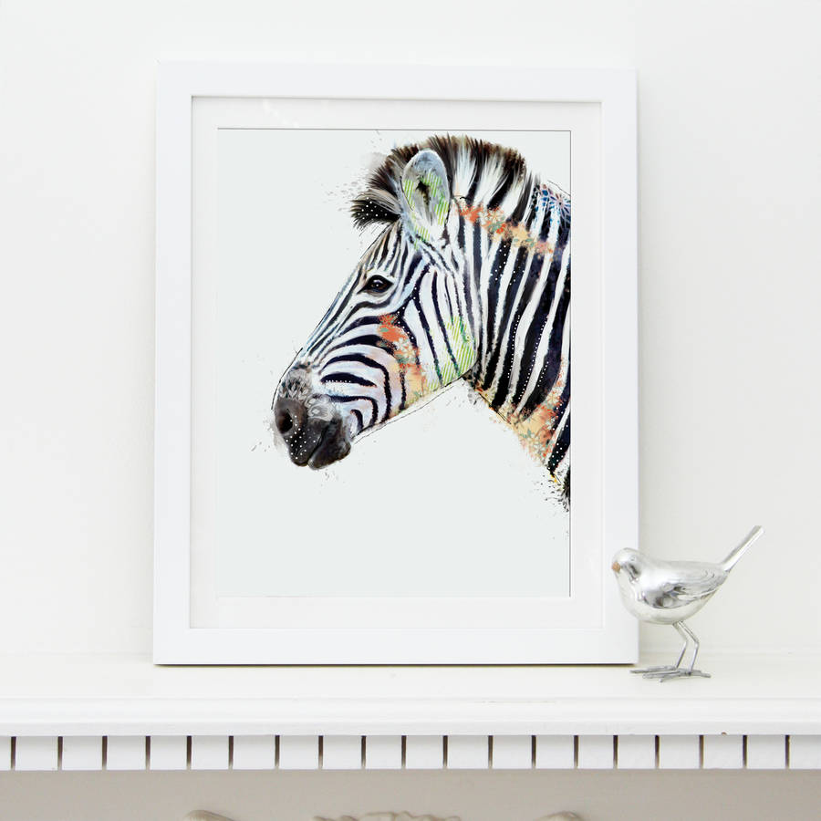 Zebra Classic Fine Art Print By Lola Design Ltd | Notonthehighstreet.com