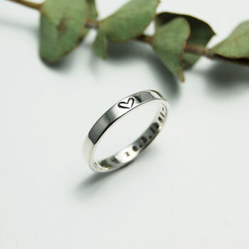 Women's Silver Engraved Personalised Ring, 9 of 12