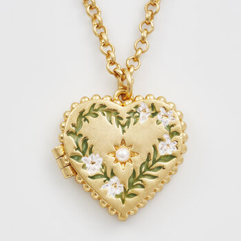 Gold Jasmine Heart Locket Necklace, 3 of 9