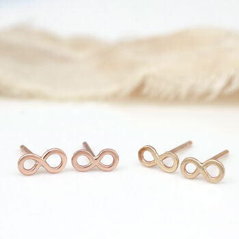 Tiny 9ct Gold Earrings. Infinity Symbol, 9 of 12