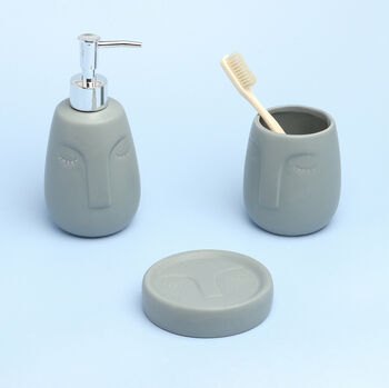 G Decor Grey Art Face Ceramic Bath Accessory Set, 2 of 6