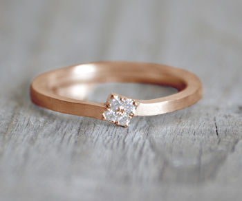 Micro Pave Diamond Engagement Ring With Four Diamonds, 4 of 7