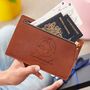 Personalised Double Sided Zip Leather Family Travel Wallet With Engraved Travel Design, thumbnail 1 of 4