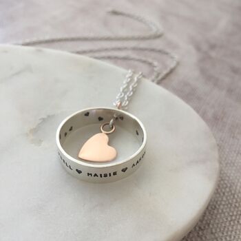 Personalised Circle Necklace With 9ct Gold Heart, 3 of 3