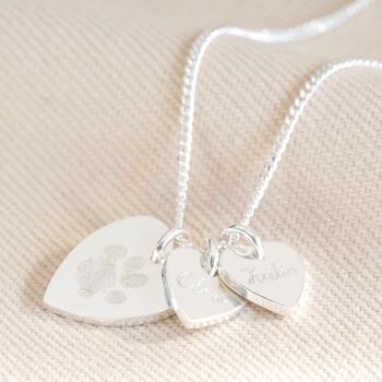 Personalised Sterling Paw Print Heart Charm Necklace, 3 of 8