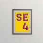 Se4 London Postcode Neon Typography Print, thumbnail 3 of 4