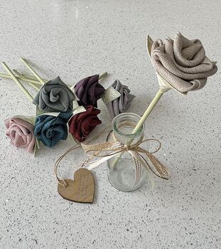 Personalised Handmade Cotton Single Rose With Vase, 5 of 5