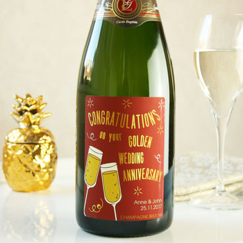 Golden Wedding Anniversary Champagne Gift, 4 of 7