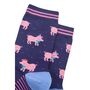 Party Pigs Funny Bamboo Ankle Socks Women's Navy, thumbnail 4 of 4