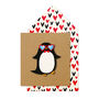 Handmade Penguin Valentine Personalised Greeting Card, thumbnail 1 of 4