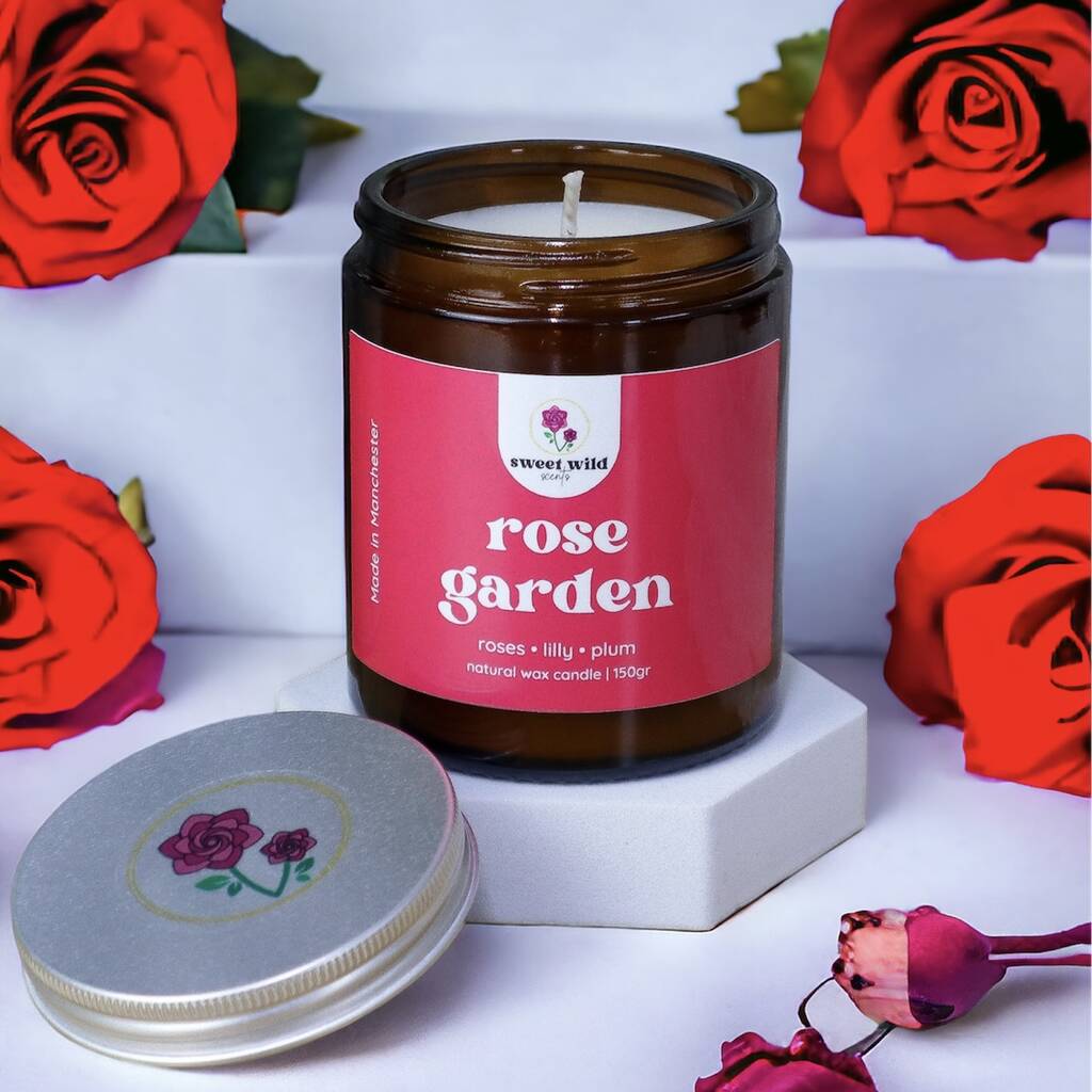 Natural Wax Candle Rose Garden Roses • Lilly • Plum By Sweet Wild Scents