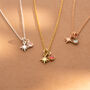 Sterling Silver North Star And Birthstone Necklace, thumbnail 1 of 7