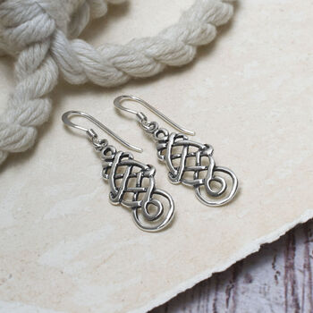 Sterling Silver Celtic Coventina Earrings, 6 of 8