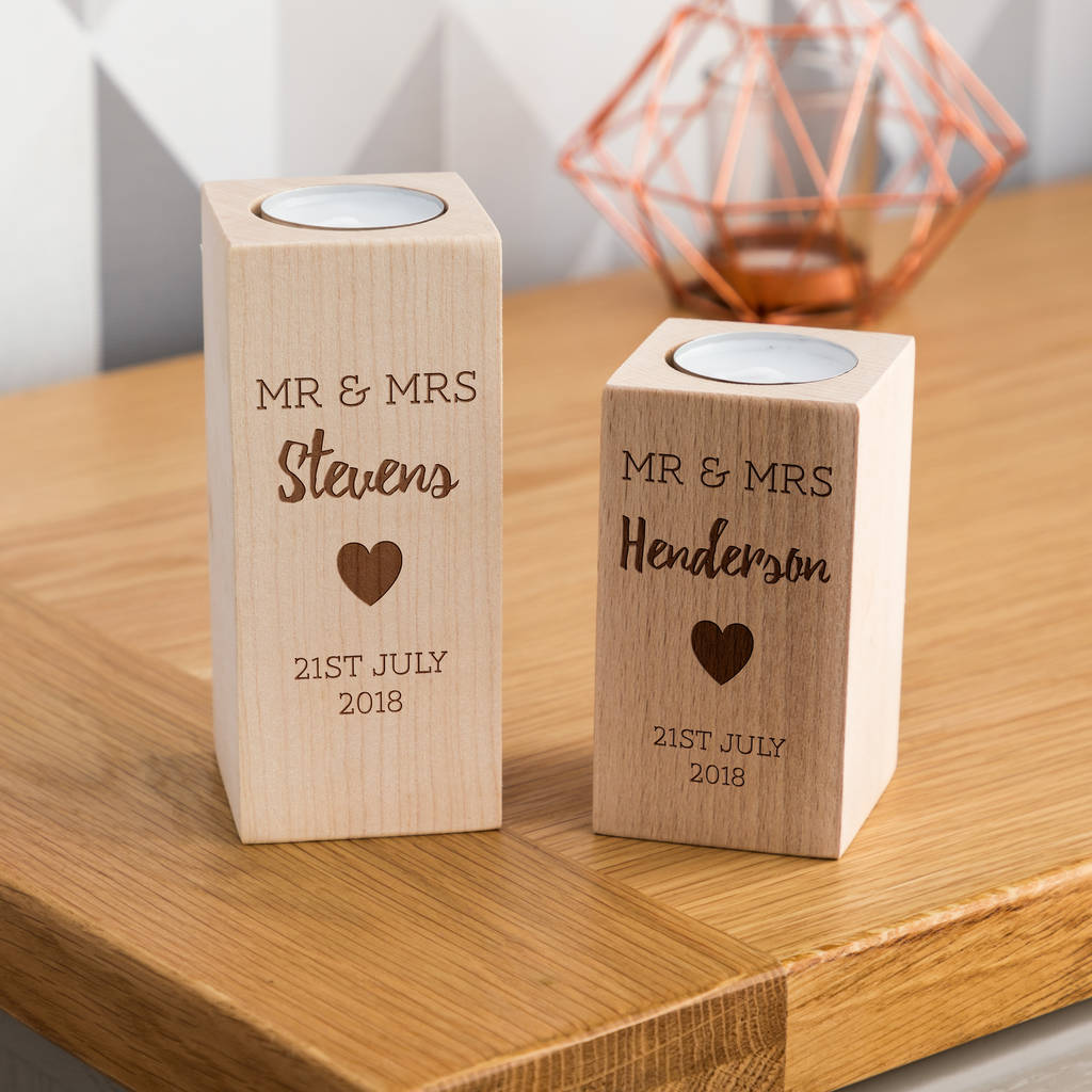 personalised wedding date candle holder gift by mirrorin