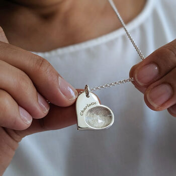 Personalised Silver Fingerprint Heart Necklace, 3 of 6