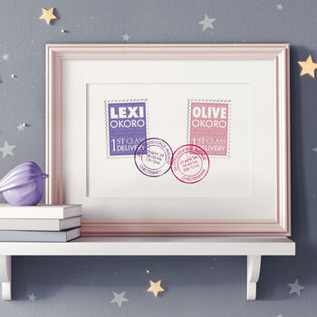 Personalised New Baby Twins Gift And Christening Print, 4 of 7
