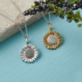 Sunflower Solid Or Gold Vermeil Silver Charm, 2 of 10