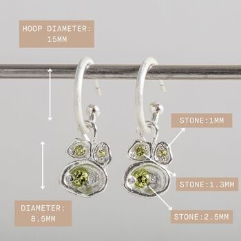 Peridot Recycled Silver Hoop Earrings August Birthday, 4 of 5
