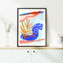 Blue Abstract Leaf Art Print, thumbnail 3 of 12