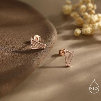Sterling Silver Harp Stud Earrings, 5 of 12