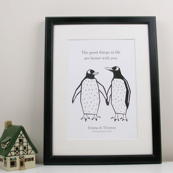 Personalised Penguin Couple Print, 2 of 2