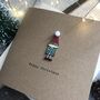 Personalised Wooden Pom Pom Elf Happy Christmas Card, thumbnail 2 of 2
