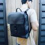 Black Leather Laptop Backpack Bag With Gunmetal Zip, thumbnail 1 of 10