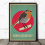 Robin Redbreast Birds Vintage Retro Style Poster Print, thumbnail 1 of 2