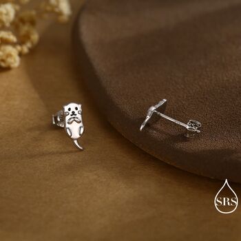 Sterling Silver Otter Stud Earrings, 3 of 11
