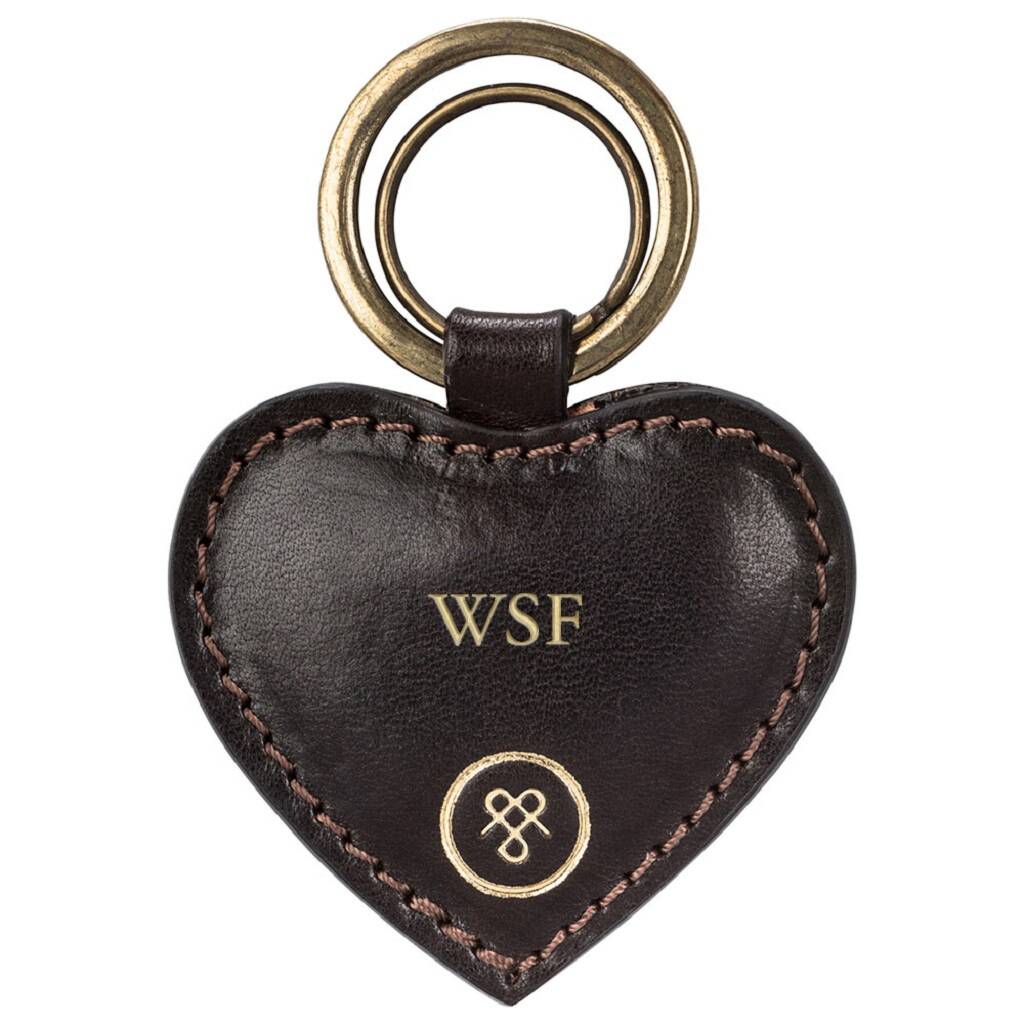 Personalised Handmade Leather Heart Keyring 'Mimi' By Maxwell Scott ...