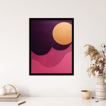 Golden Plum Abstract Purple Pink Sun Wall Art Print, 4 of 6