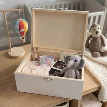 Personalised Hot Air Balloon Baby White Keepsake Box Three Sizes, 2 of 10