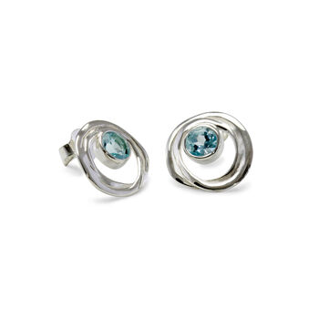 Riviera Blue Topaz Sterling Silver Stud Earrings, 5 of 8