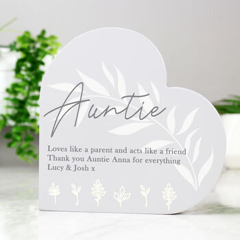 Personalised Leaf Detail Free Standing Heart Ornament, 5 of 9