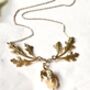 The Agatha Necklace Pearl Oak Leaf Baroque Coin Freshwater Gold Filled Handmade, thumbnail 8 of 9