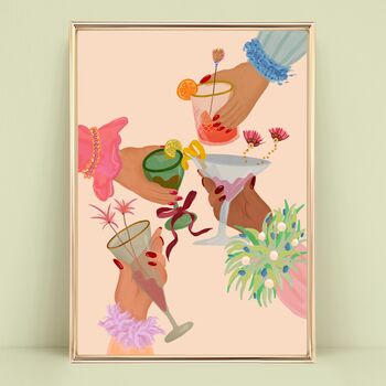Cheers Cocktail Celebration Toast Art Print, 2 of 2
