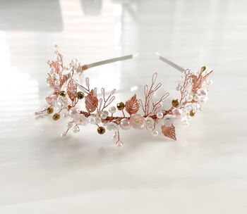 Nature Inspired Pink Bridal Headband, 3 of 3