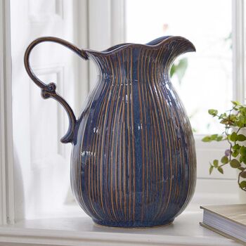 Stainforth Large Blue Ceramic Jug Vase, 3 of 11
